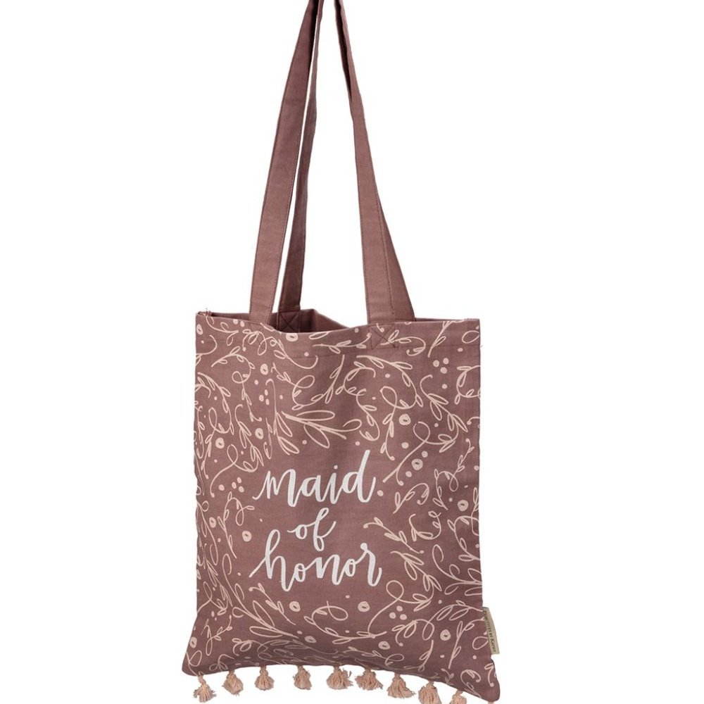 NWT Primitives by Kathy | Brown Branches 'Maid Of Honor' Pom Pom Tote